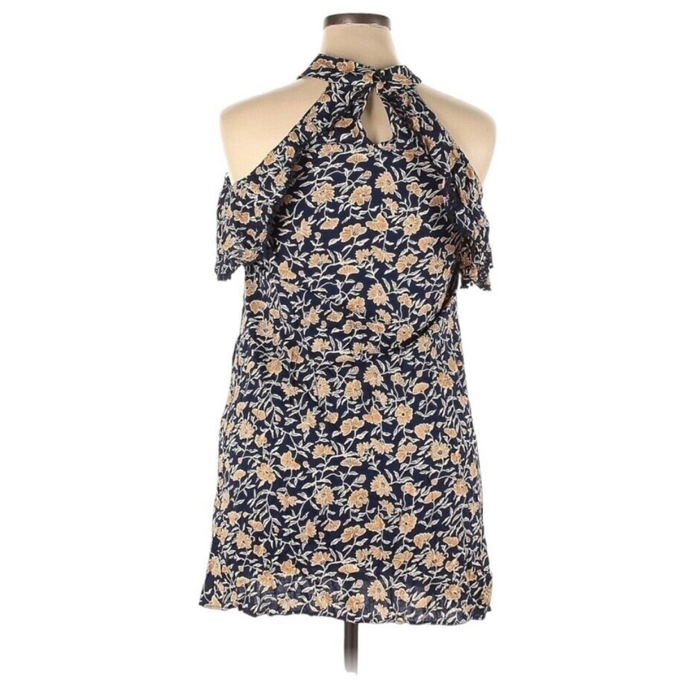 Francesca’s Blue Rain Yellow Sunflower Ruffle Shift Dress Small